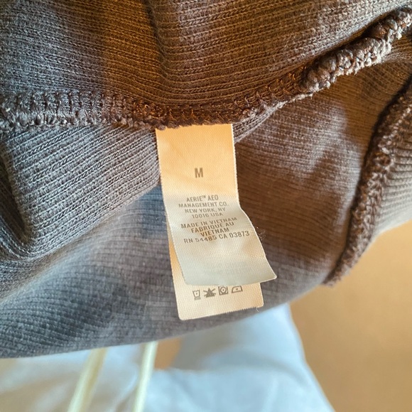 Aerie Women’s Ribbed Knit Sweater Sweatshirt Hoodie Dark Gray Charcoal Medium M - Picture 5 of 6